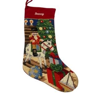 J.C. Penny VTG Needlepoint Christmas Stocking 18" Nutcracker